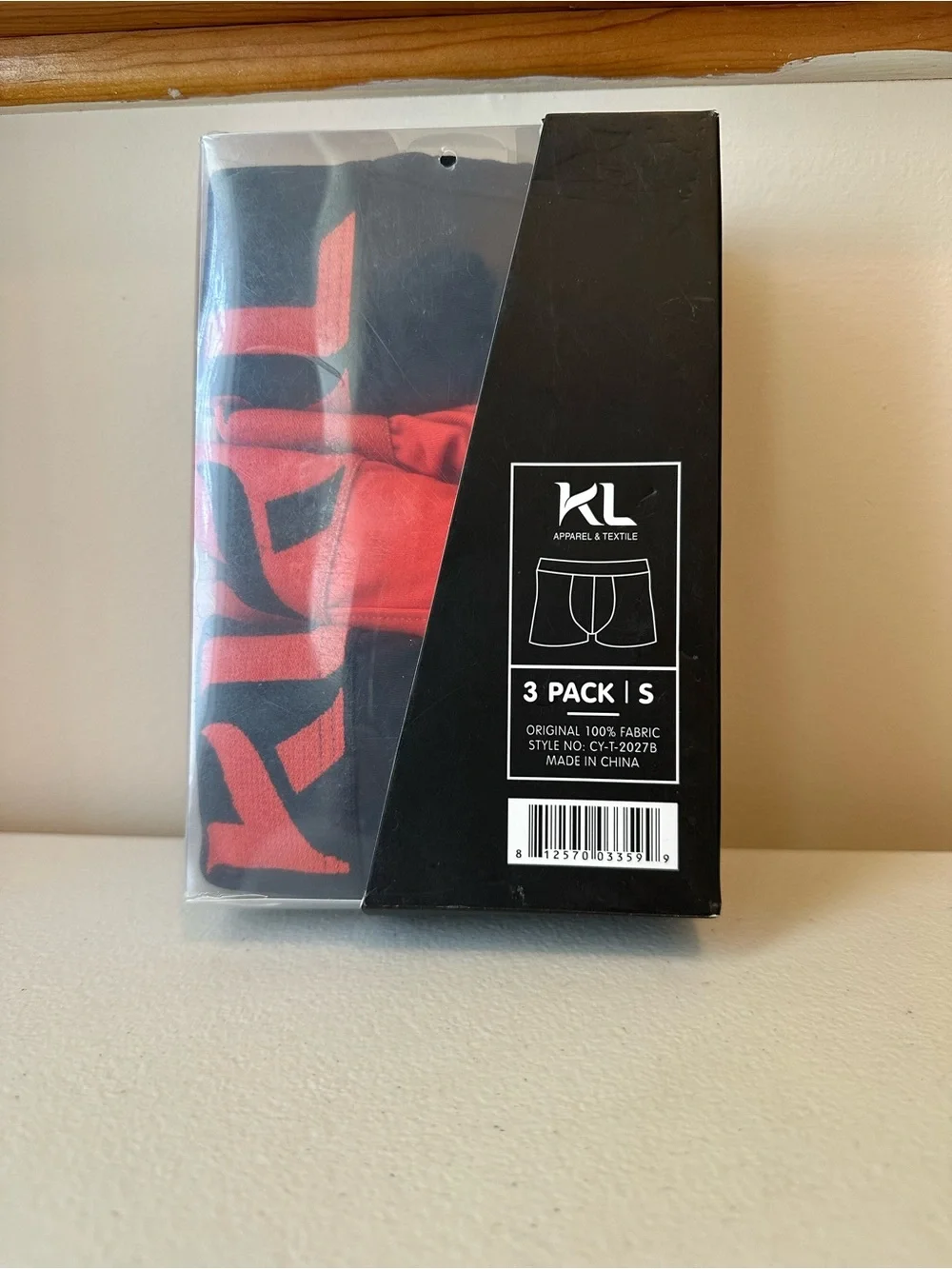 New Men's KL Apparel & Textile‎ Boxer Briefs 3 Pack Red/Black Small